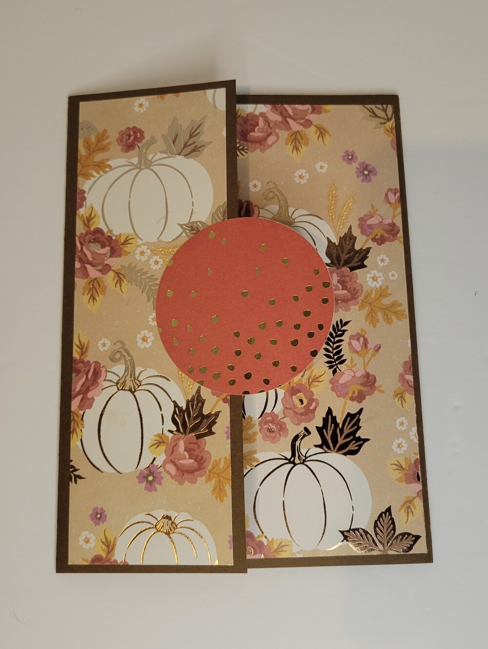 Autumn Pumpkin Floral Party Card - Orange Accent Ephemera Junk Journal Handmade